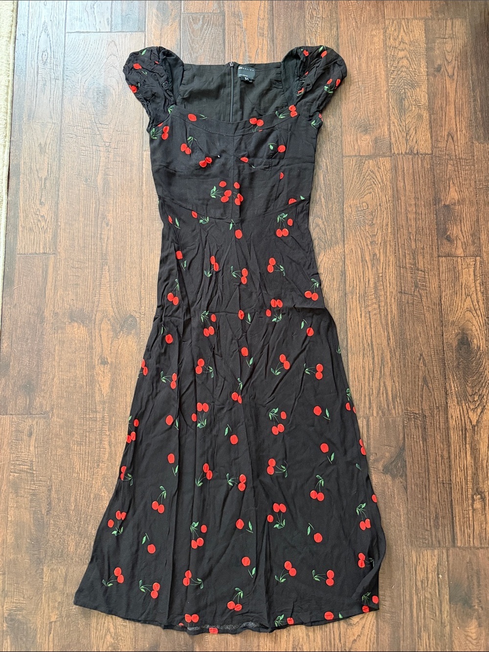 ASOS | Dresses | Asos Black Midi Dress With Red Cherry Print